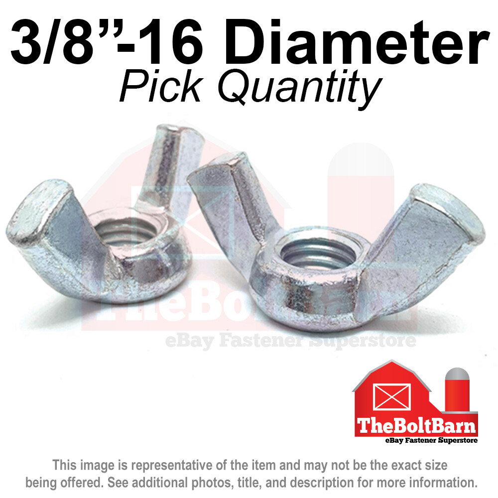 3/8"-16 Wing Nuts Zinc Plated COARSE Thread (Pick Quantity)