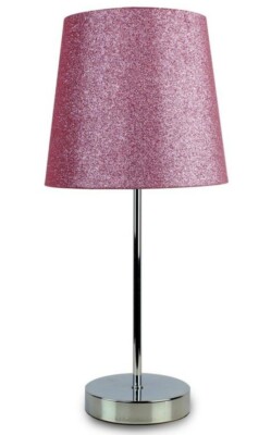 2x 40x19cm Glitzer Simmer Zart Rosa Schirm Stoff Tischlampe Home Dine Nacht Deko