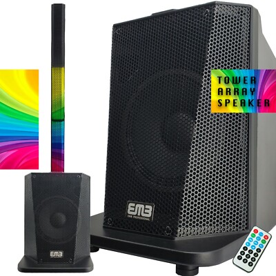 EMB 10'' 1200 Watts Rechargeable PA DJ Bluetooth Tower Speaker w/ Light