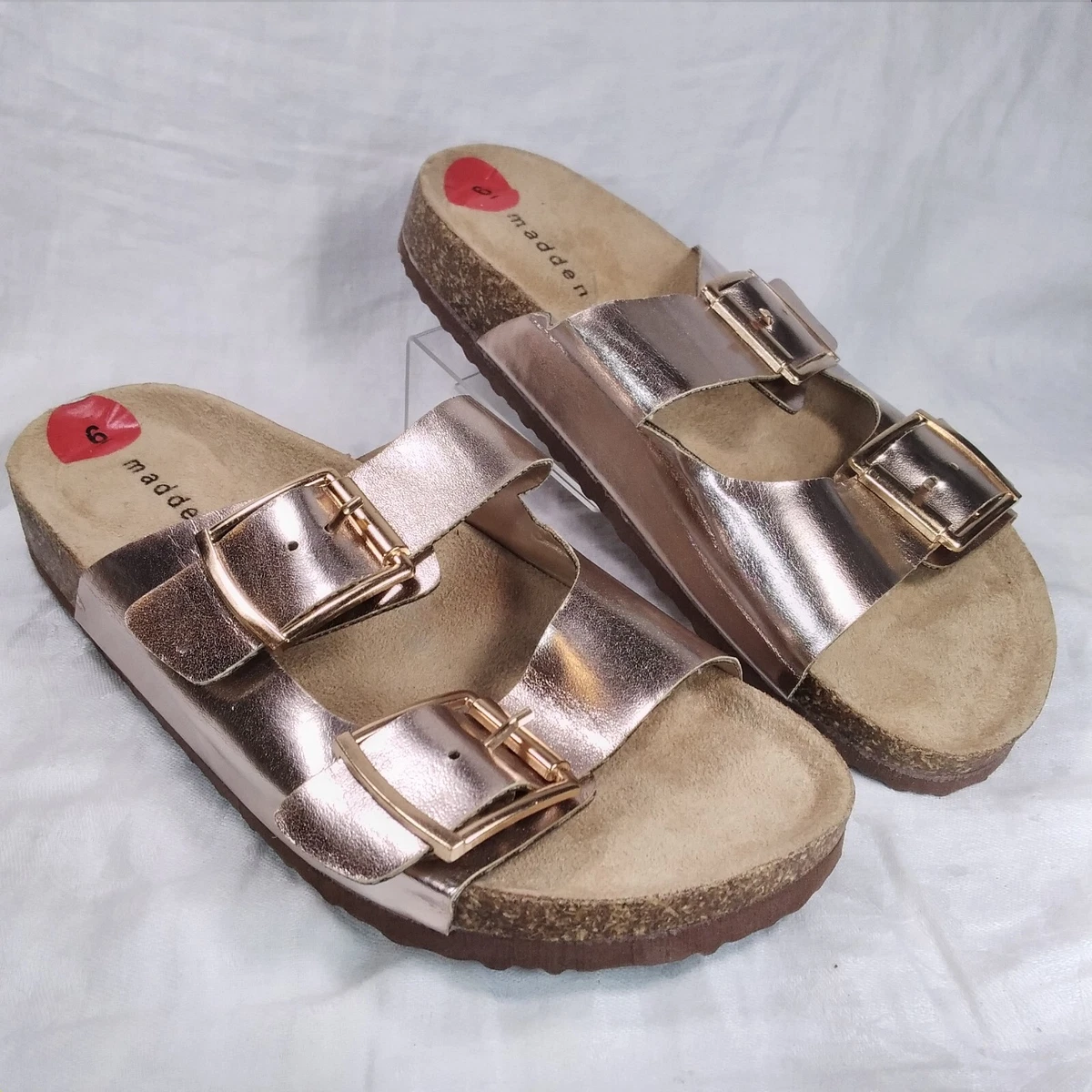 Madden girl double buckle slides hot sale