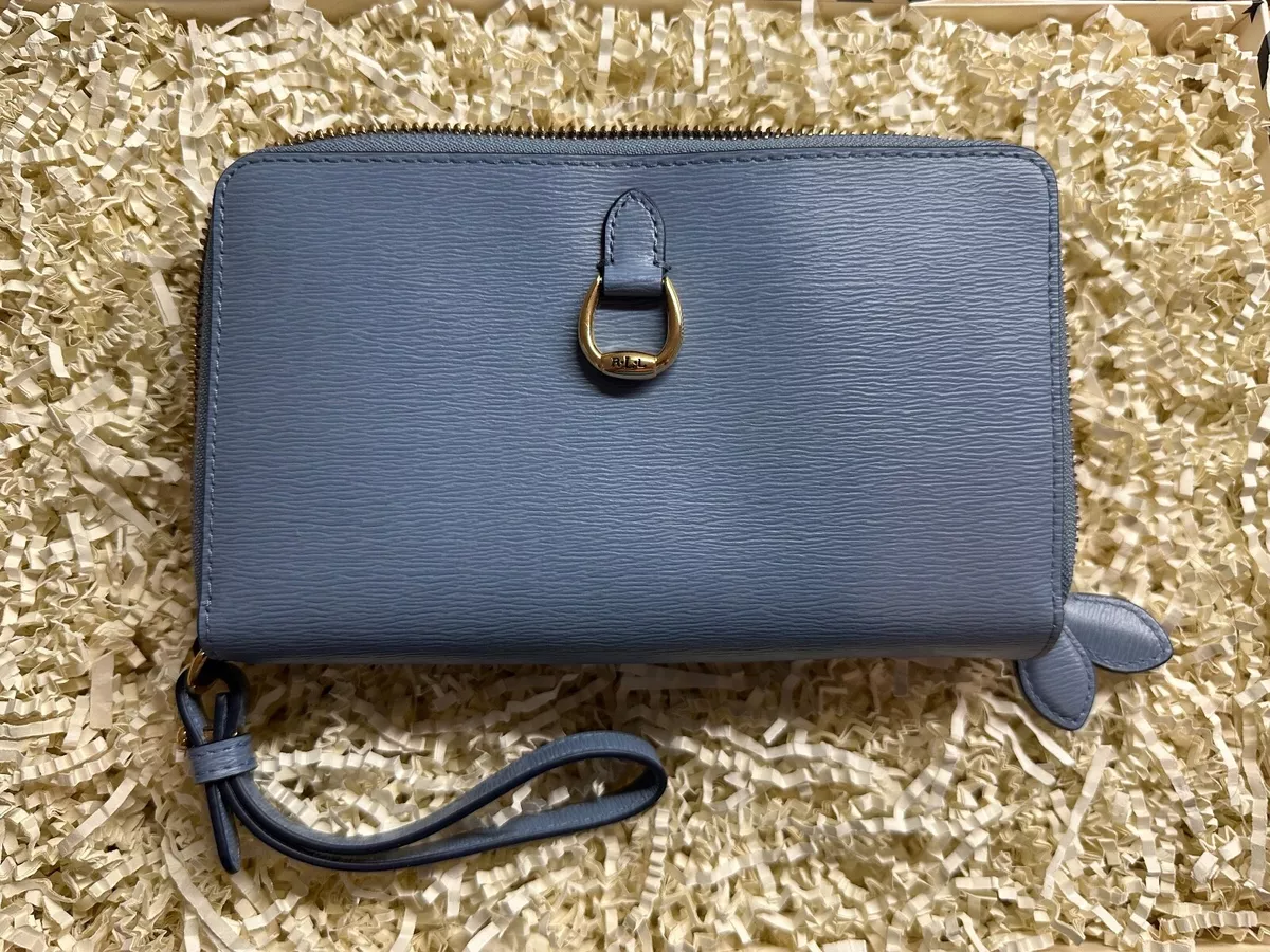 Ralph Lauren 432723047010 Bennington Double Zip Phone Wallet Wristlet in Blue