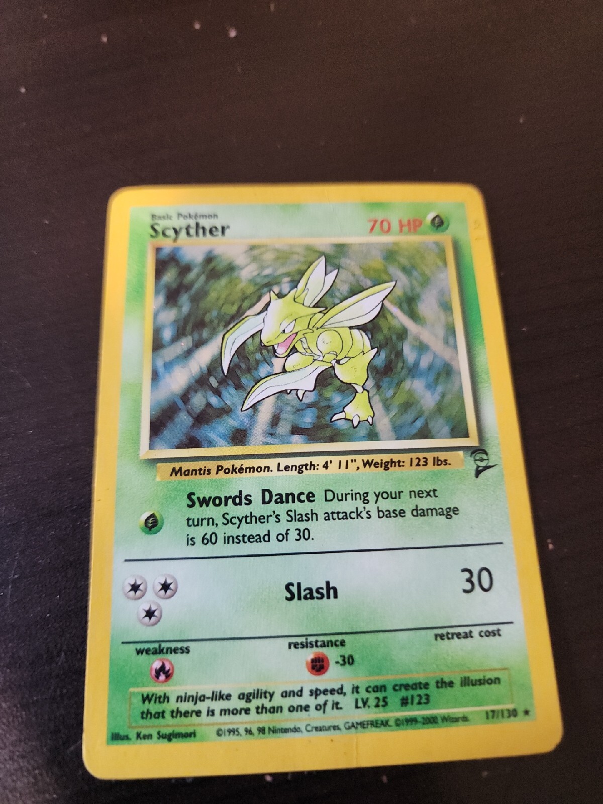 Pokemon Scyther 17/130 LP Base Set 2 Holo Rare Vintage WOTC Card p22