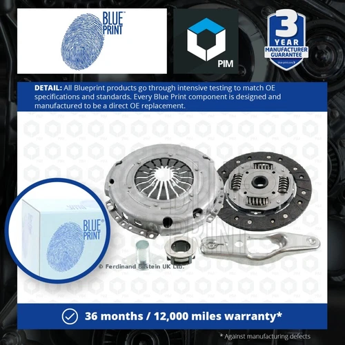 Clutch Kit 3pc (Cover+Plate+Releaser) fits VW POLO 9N, Mk5 1.2 01 to 11 Quality