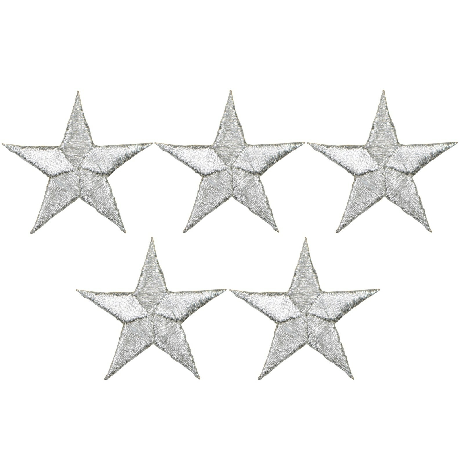 Star Applique Patch - Silver 1.5" (5-Pack, Iron on)