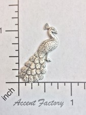 35784 - Victorian Peacock Brass Jewelry Finding Matte SILVER Ox