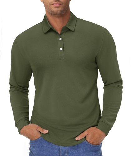 Men's Polo Shirts Golf Quick Dry Long Sleeve T-Shirts Fishing Hiking Work Shirts - Picture 53 of 148