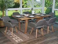 6Er-Set Esszimmerstuhl Dohna Ii, Retro, Kunstleder, Taupe-Grau, Stuhl Lehnstuhl