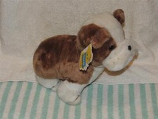 Vintage Dakin Brown  White BULL DOG Bulldog Plush Stuffed with TAG Semper 1979