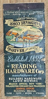 Matchcover Reading Hardware Pennsylvania | eBay