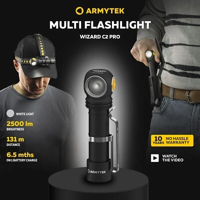 LED Armytek Starke Taschenlampe Wizard C2 Pro USB Aufladbare Kopflampe