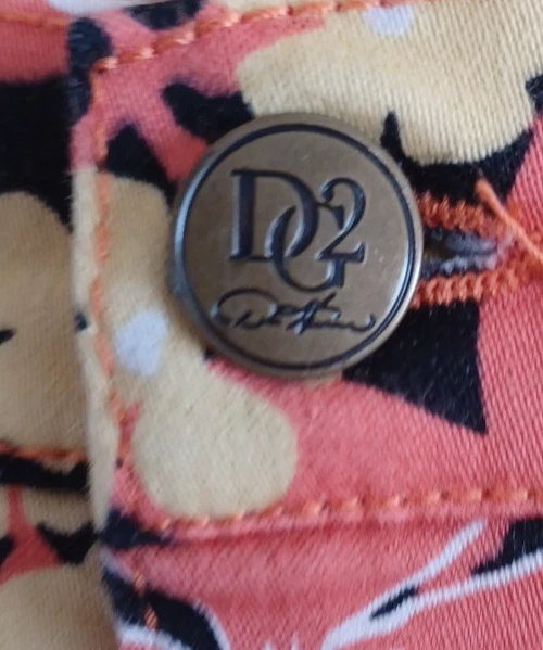 DG2 Diane Gilman Womens Capri Skimmer Ankle 14 Mod Bright Orange Yellow Floral - Image 2 of 4