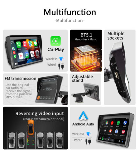 ESSGOO 7'' Autoradio Wireless Carplay & Android Auto Bluetooth USB TF +Kamera - Bild 3 von 15
