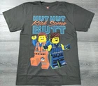 Lego Movie Shirt Boys Medium 10-12 Funny Short Sleeve Gray T-Shirt Tee Gift
