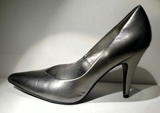 FIONI Sz9 metallic silver 4inch pumps heels