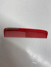 VINTAGE PLASTIC POCKET COMB WITH METAL CLIP. RED. 55 TEETH TOTAL 50'S - 60'S
