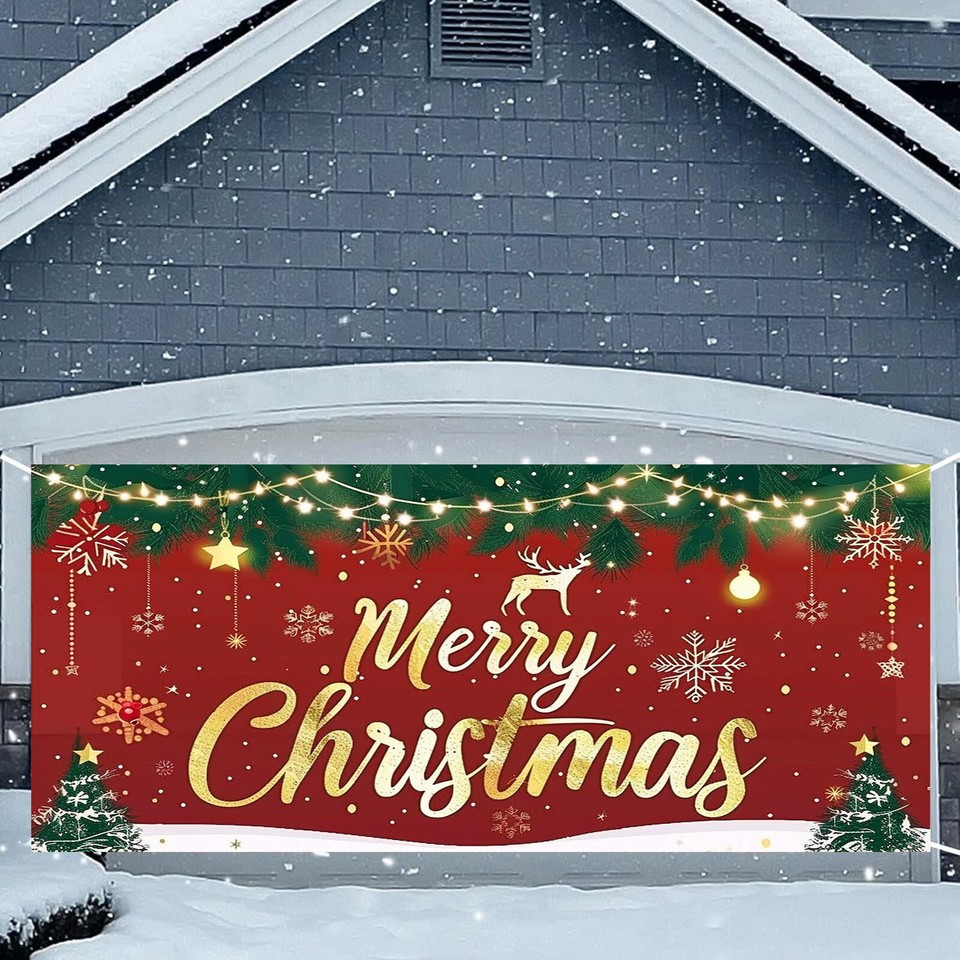 Christmas Garage Door Banner Large Hanging Door Cover Christmas Garage