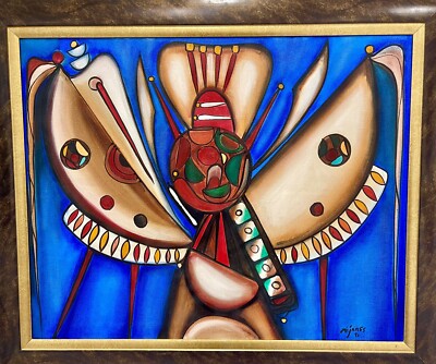 Cuban Artist Jose Maria Mijares  Pajaro Azul  Oil On Canvas