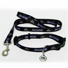 COLORADO ROCKIES DOG CAT PET SET COLLAR LEASH ID TAG LARGE
