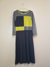 Jessica Howard Sweater Dress Women S Gray Lime Green Colorblock Pullover Stretch