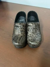 Dansko Shoes Womens 39/8.5 Ornate Professional Clogs Black Leather Slip On