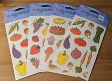 Mrs Grossman's Stickers Autocollants  Fruit, Vegs & Desserts Assort. x4 2009 New
