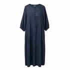 Poetry Women's Linen Blue Patterned Pockets Midi Dress ~ Size 12 ~ Free P+P