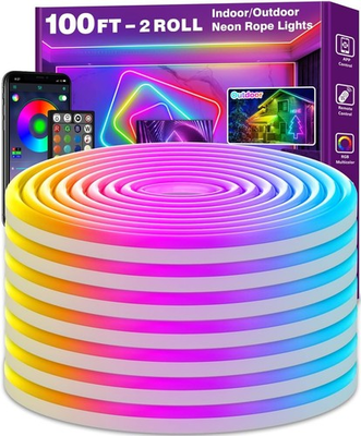 #ad 100Ft LED Neon Rope Lights Music Sync Waterproof IP65 Outdoor Indoor RGB Strip $43.99