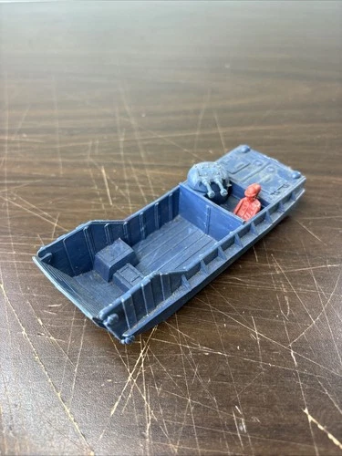 Vintage Plastic Landing Craft in Blue Red Figure Marx BMC 5.5in