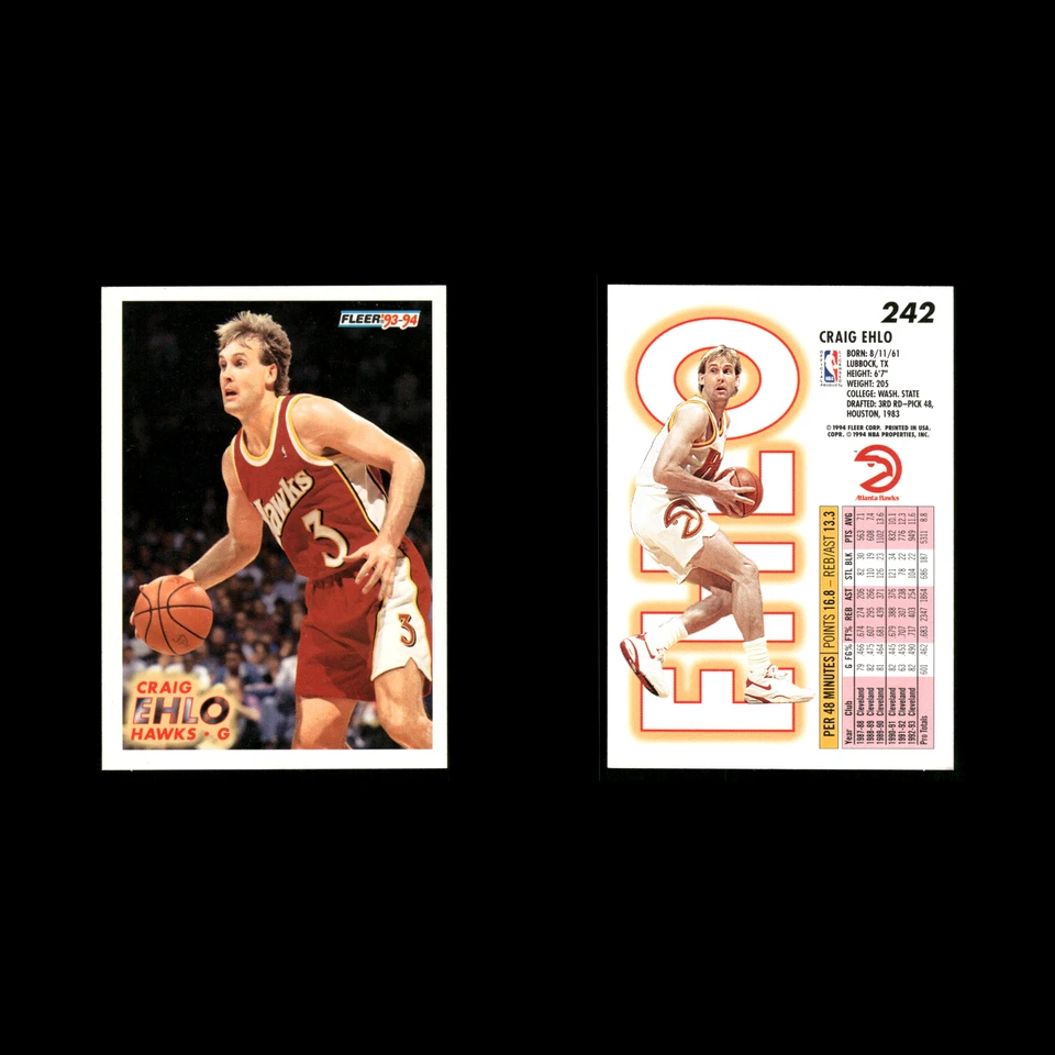 Craig Ehlo #242 1993-94 Fleer Atlanta Hawks Basketball Card NBA - Image 3 of 3