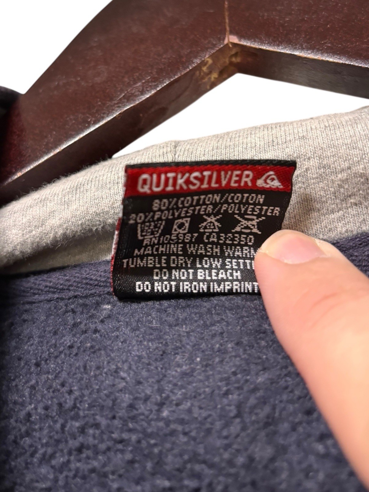 Vintage 90s Y2K Quiksilver Hoodie Sweatshirt Men’s Size Large Navy Surf RARE image 7