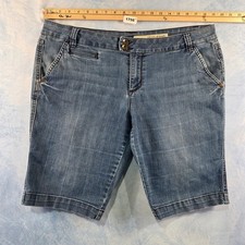 DKNY Jeans Womens Denim Bermuda Shorts Medium Wash Blue Size 14 Double Button