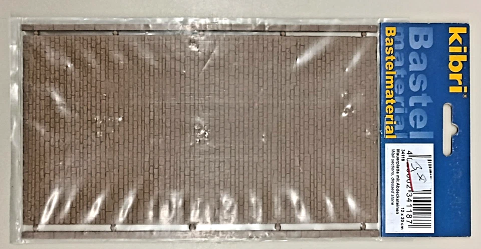 KIBRI H0, Nr. 34118, Mauerplatte mit Abdecksteinen 12 x 20 cm, hellbraun (M872) - Bild 2 von 2