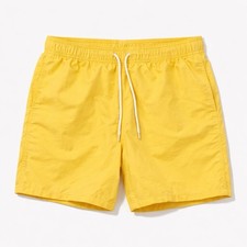 George Men  s Swim Trunks S 28-32 Butter Yellow Mesh Lined Board Shorts 7 Inseam