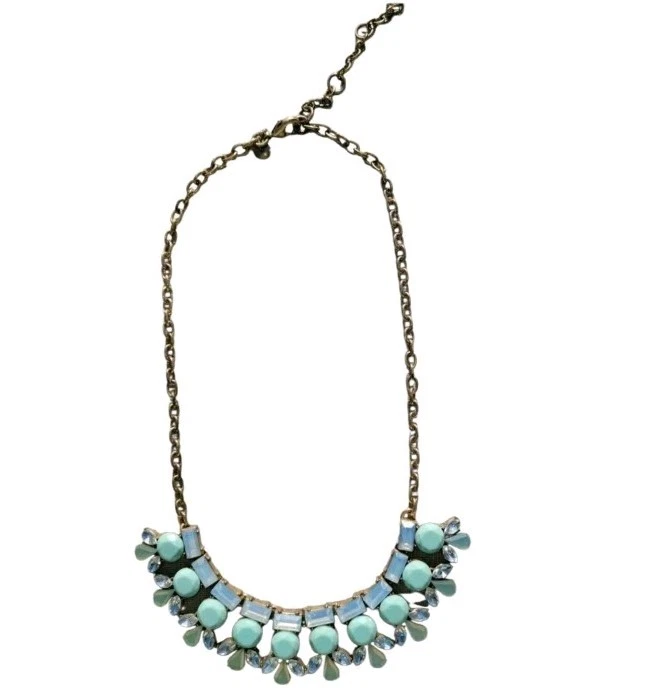 J. Collar de oro amarillo multicolor con diamantes de imitación y turquesa CREW Foto 2 de 4