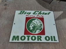 Porcelain Big Chief Motor Oil Enamel Sign Size 6.5 X 8 Inches Porcelain Big Chief Motor Oil Enamel Sign Size 6.5 X 8 Inches