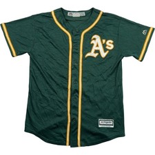 Majestic Oakland Athletics MLB Jersey Youth Large Shirt Green #64 Gray Shirt
