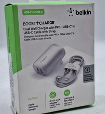 Belkin Boost Charge Dual Wall Charger + Cable PPS + USB-C to USB-C 5ft-NEW