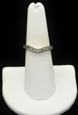 Sterling Silver Curved Clear Gems Band Ring SZ 7.0 FMD995