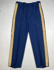 US Army Dress Pants Mens 36L Blue Gold Stripe Uniform Wool Blend Made USA