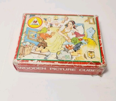 Vintage Deutsch Hermann Eichhorn Puzzle Holz Bilderblock Würfel - 3x4 Blöcke