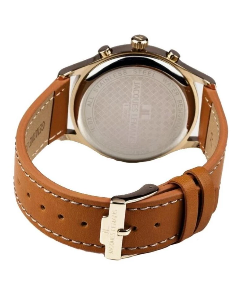 JACQUES LEMANS Hombres Analógico Cuarzo Informal Reloj Clásico Vestido Esfera Negra Impermeable Foto 4 de 4