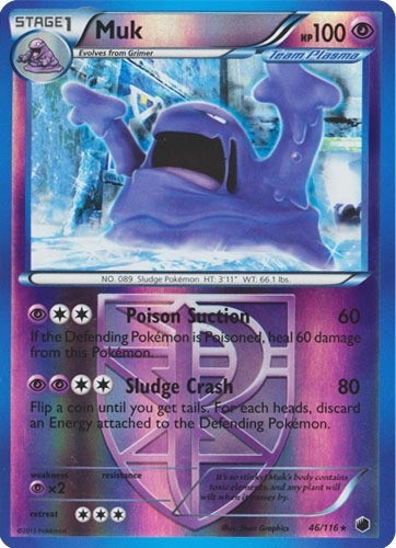 Near Mint x 1 Muk - 46/116 - Rare - Reverse Holo Plasma Freeze