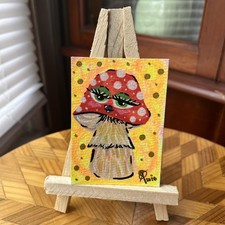 ACEO Original Abstract Art Trading Card - Mushroom Fairy Baddies2 - AnahiEnColor
