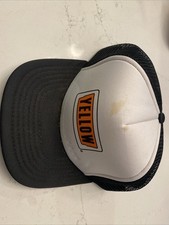1980s Yellow Trucking Semi Truck Transportation Vintage Trucker Hat Cap Work Hat