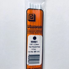 Plastruct 90861 Styrene Round Rod 1/8"x 10" 5 