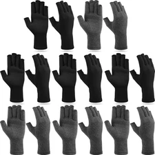 8 Pairs Arthritis Compression Gloves Relieve Muscle Pain Fingerless Gloves Bu...
