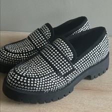 Steve Madden Y2K style retro Black silver sequin platform loafer women s size 6
