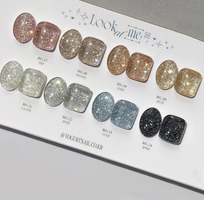 YOGURT NAIL LOOK AT ME Reflective Glitter Gel Nail 8 Colors Set Pearl K-Beauty