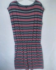 Talbots Women's Dress Size L Multicolor Stripe Cap Sleeve Elastic Waist Large