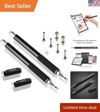 Disc and Fiber Tip Stylus for All Capacitive Touch Screens - 2 Pack